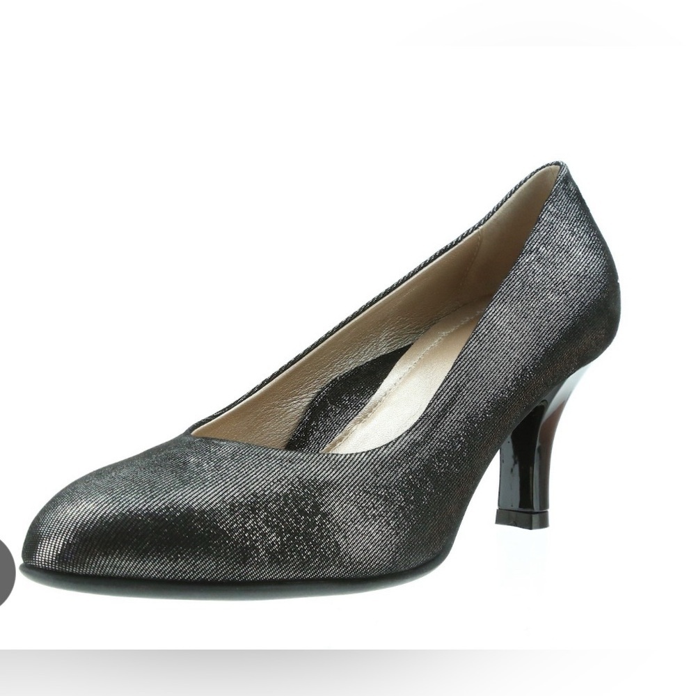 BeautiFeel LOTUS leather suede metallic black silver pumps shoes sz 40 9
